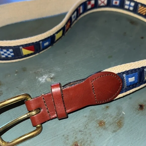Leather Man Ltd. Essex, Conn nautical flag men belt measure 40 inches - Picture 5 of 5